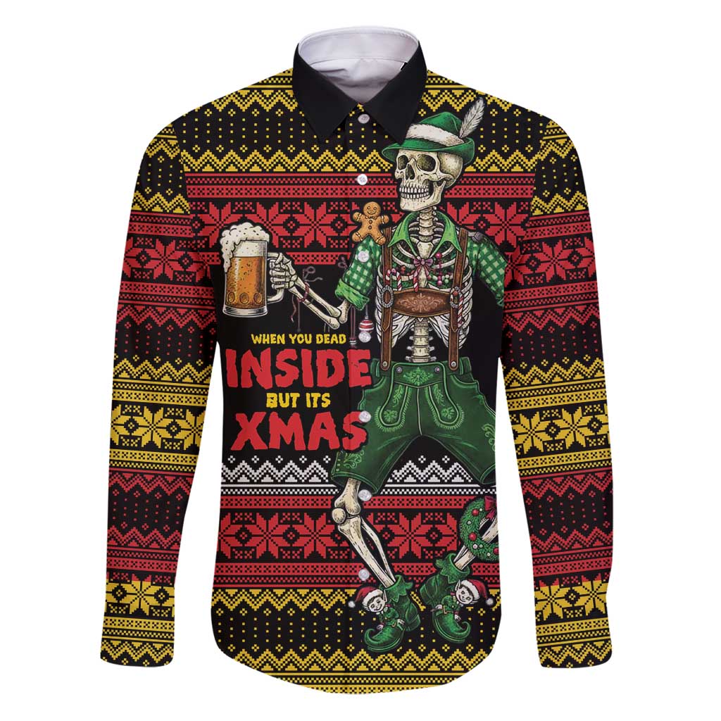 Lederhosen Skeleton Dance Family Matching Puletasi and Hawaiian Shirt Bavarian Gothic Christmas - Wonder Print Shop