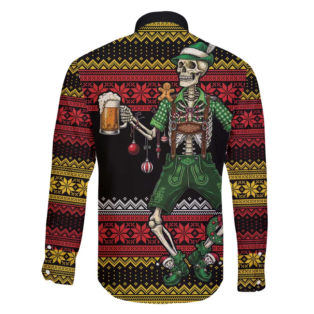 Lederhosen Skeleton Dance Family Matching Puletasi and Hawaiian Shirt Bavarian Gothic Christmas - Wonder Print Shop