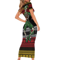 Lederhosen Skeleton Dance Family Matching Short Sleeve Bodycon Dress and Hawaiian Shirt Bavarian Gothic Christmas - Wonder Print Shop