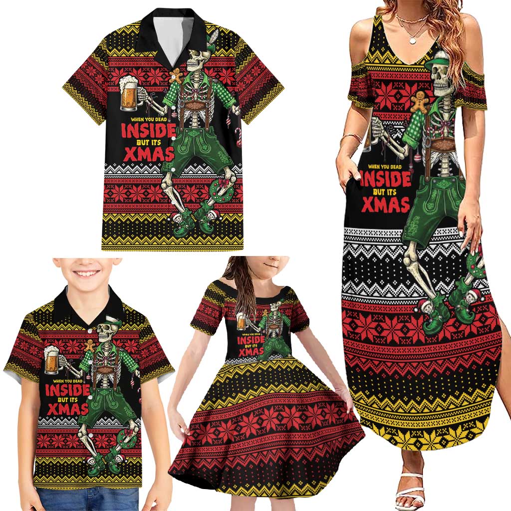 Lederhosen Skeleton Dance Family Matching Summer Maxi Dress and Hawaiian Shirt Bavarian Gothic Christmas - Wonder Print Shop