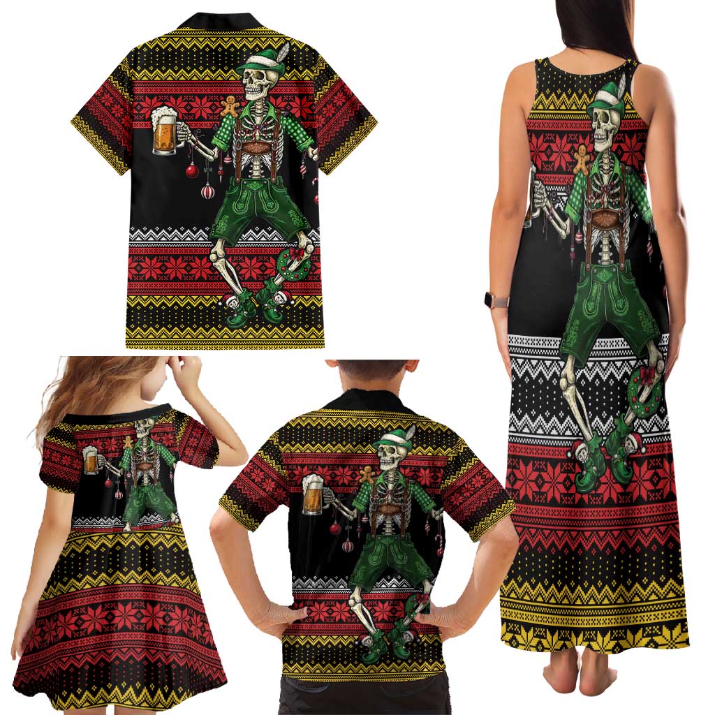 Lederhosen Skeleton Dance Family Matching Tank Maxi Dress and Hawaiian Shirt Bavarian Gothic Christmas - Wonder Print Shop