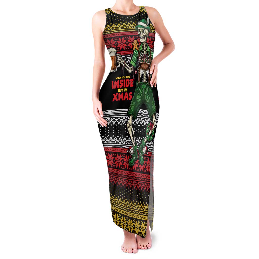 Lederhosen Skeleton Dance Family Matching Tank Maxi Dress and Hawaiian Shirt Bavarian Gothic Christmas - Wonder Print Shop