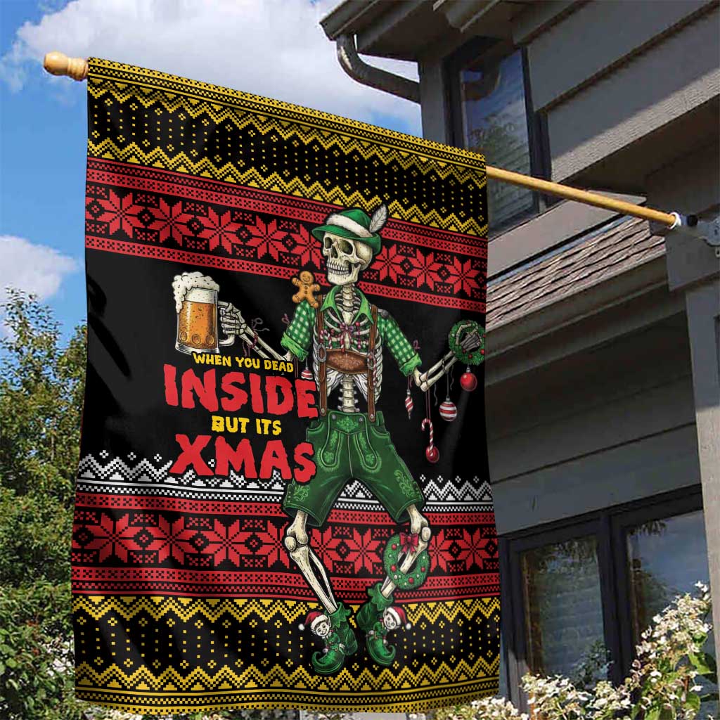 Lederhosen Skeleton Dance Garden Flag Bavarian Gothic Christmas - Wonder Print Shop
