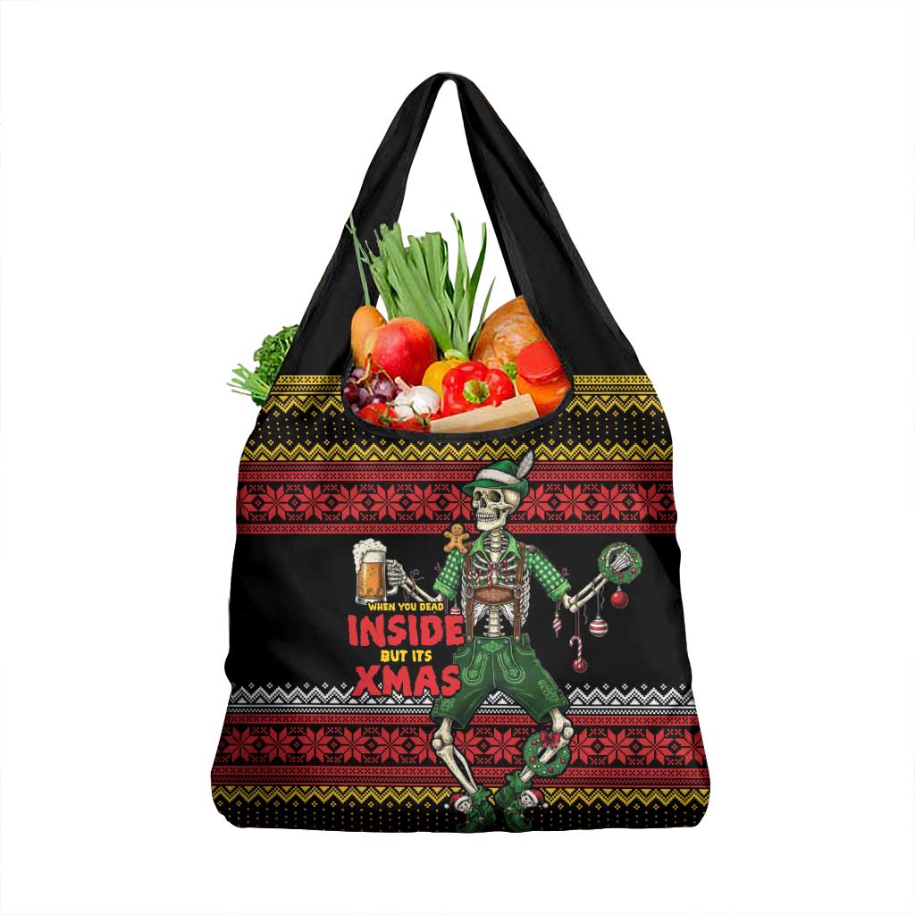 Lederhosen Skeleton Dance Grocery Bag Bavarian Gothic Christmas - Wonder Print Shop