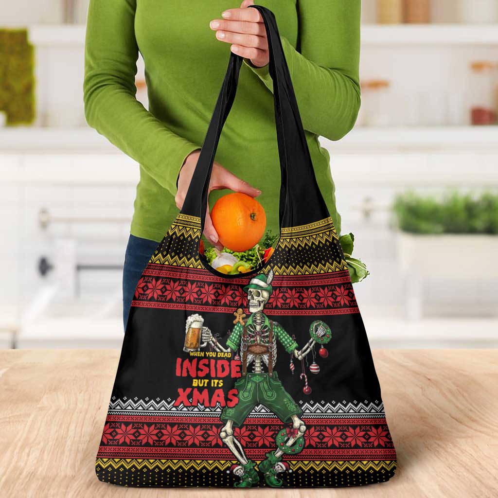 Lederhosen Skeleton Dance Grocery Bag Bavarian Gothic Christmas - Wonder Print Shop