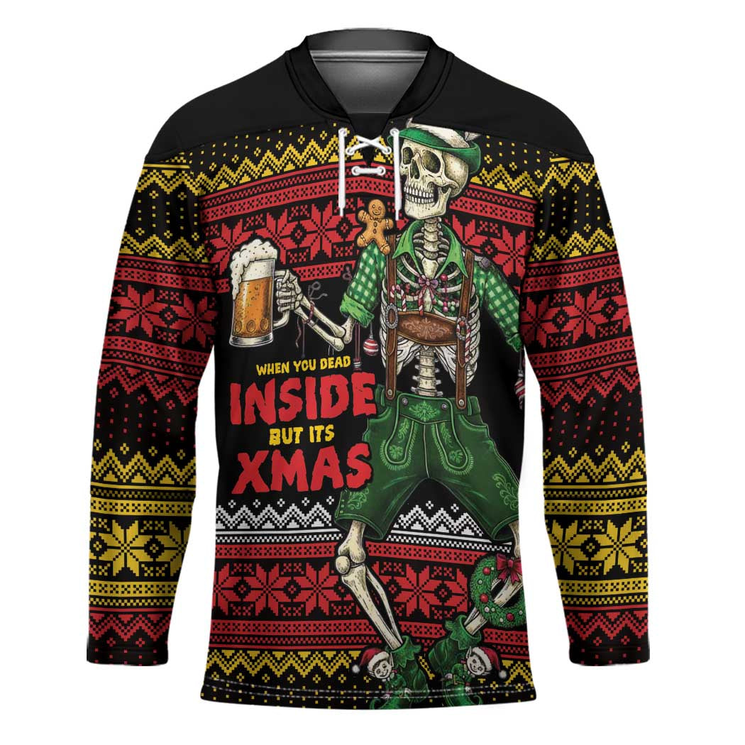 Lederhosen Skeleton Dance Hockey Jersey Bavarian Gothic Christmas - Wonder Print Shop