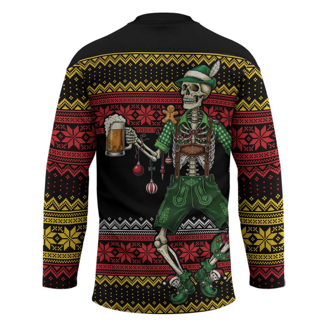 Lederhosen Skeleton Dance Hockey Jersey Bavarian Gothic Christmas - Wonder Print Shop