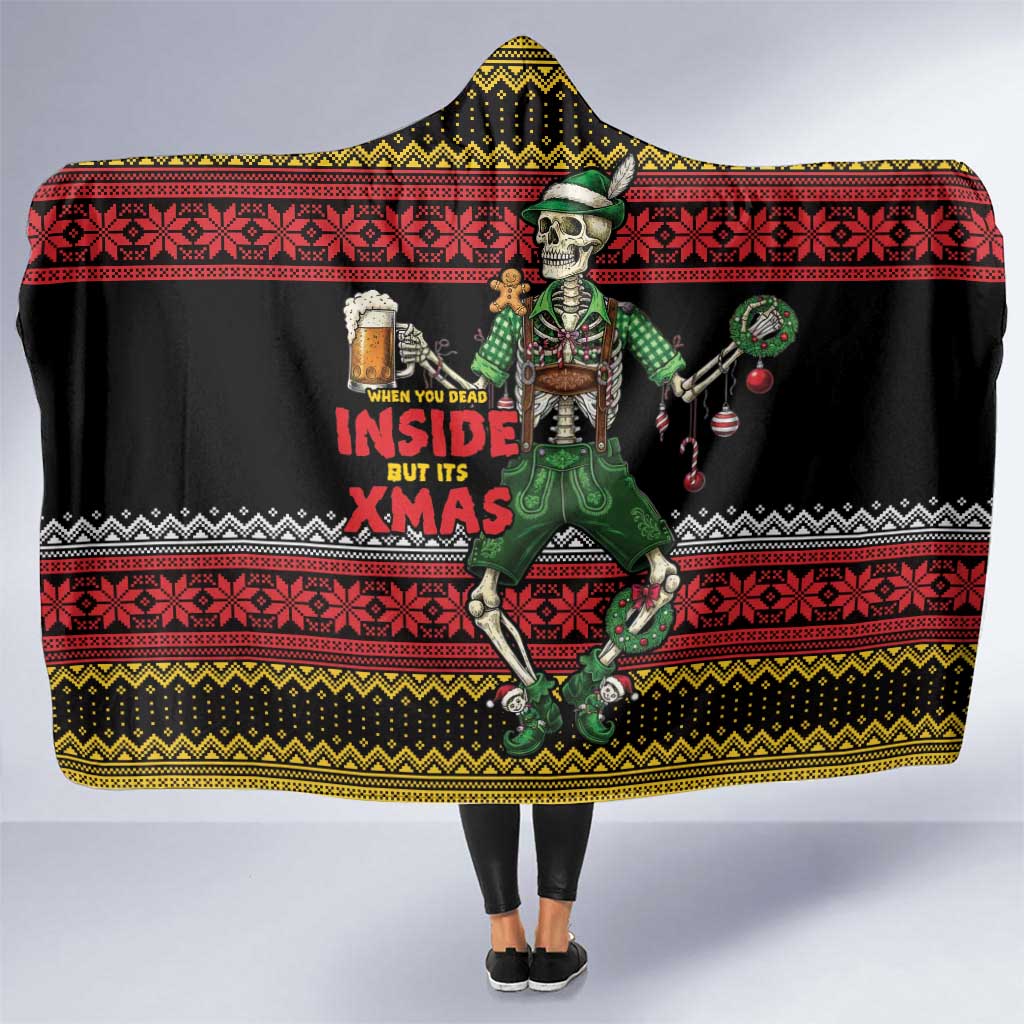 Lederhosen Skeleton Dance Hooded Blanket Bavarian Gothic Christmas - Wonder Print Shop