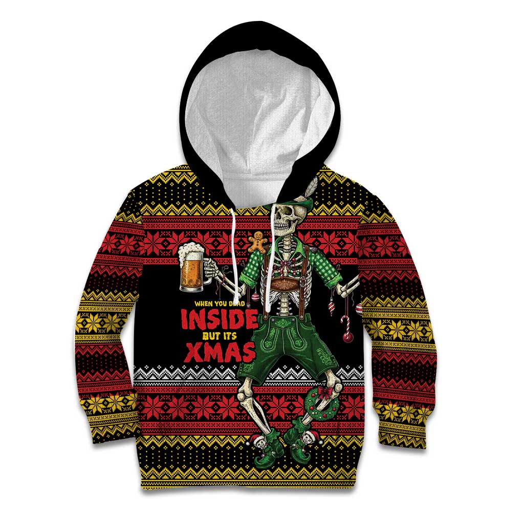 Lederhosen Skeleton Dance Kid Hoodie Bavarian Gothic Christmas - Wonder Print Shop