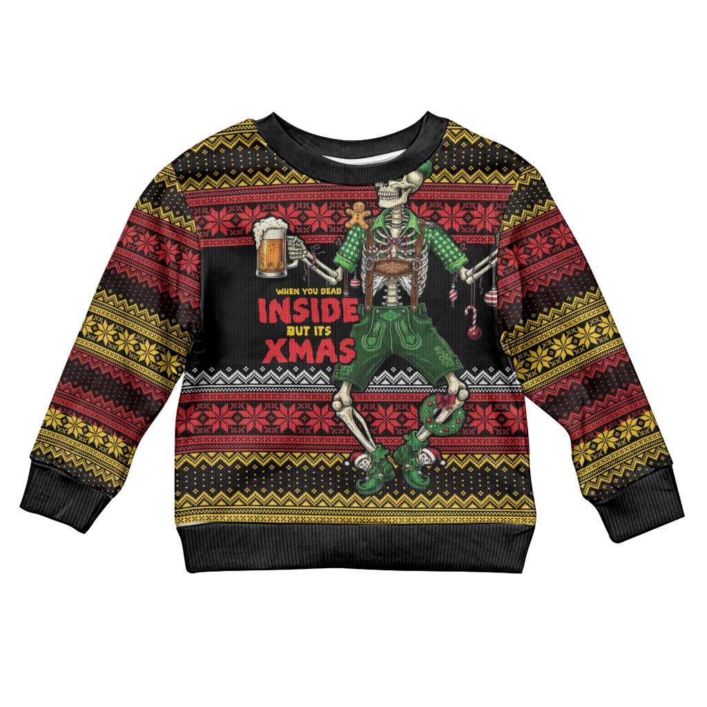 Lederhosen Skeleton Dance Kid Ugly Christmas Sweater Bavarian Gothic Christmas - Wonder Print Shop