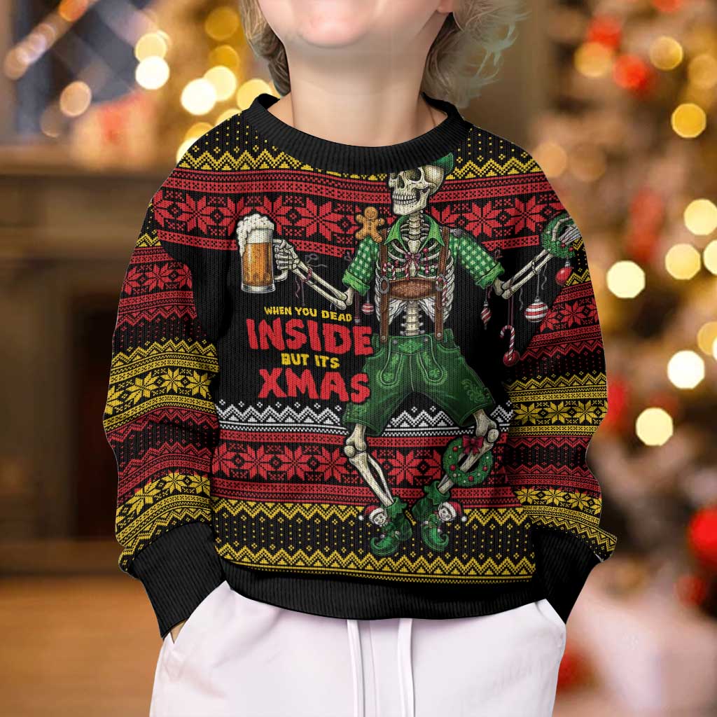 Lederhosen Skeleton Dance Kid Ugly Christmas Sweater Bavarian Gothic Christmas - Wonder Print Shop