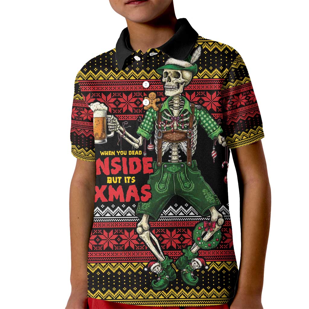 Lederhosen Skeleton Dance Kid Polo Shirt Bavarian Gothic Christmas - Wonder Print Shop