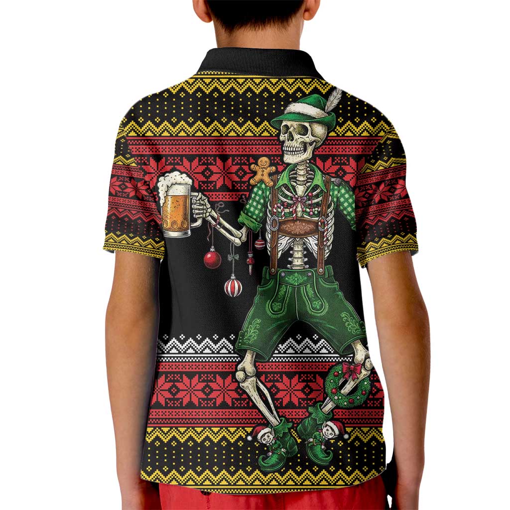 Lederhosen Skeleton Dance Kid Polo Shirt Bavarian Gothic Christmas - Wonder Print Shop