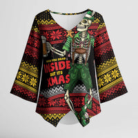 Lederhosen Skeleton Dance Kimono Sleeve Blouse Bavarian Gothic Christmas - Wonder Print Shop