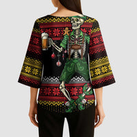 Lederhosen Skeleton Dance Kimono Sleeve Blouse Bavarian Gothic Christmas - Wonder Print Shop