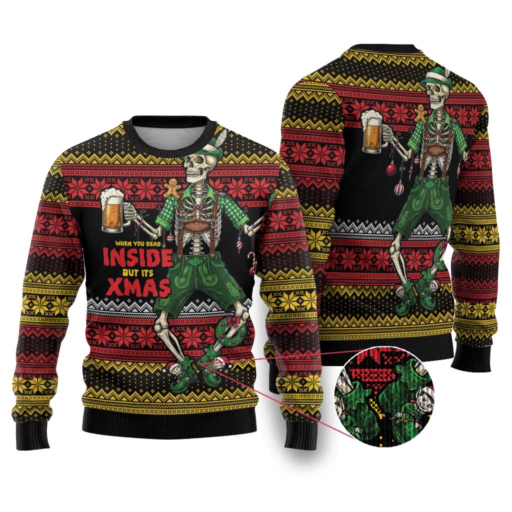 Lederhosen Skeleton Dance Ugly Christmas Sweater Bavarian Gothic Christmas - Wonder Print Shop