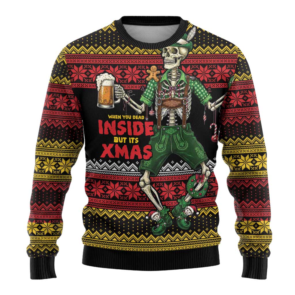 Lederhosen Skeleton Dance Ugly Christmas Sweater Bavarian Gothic Christmas - Wonder Print Shop