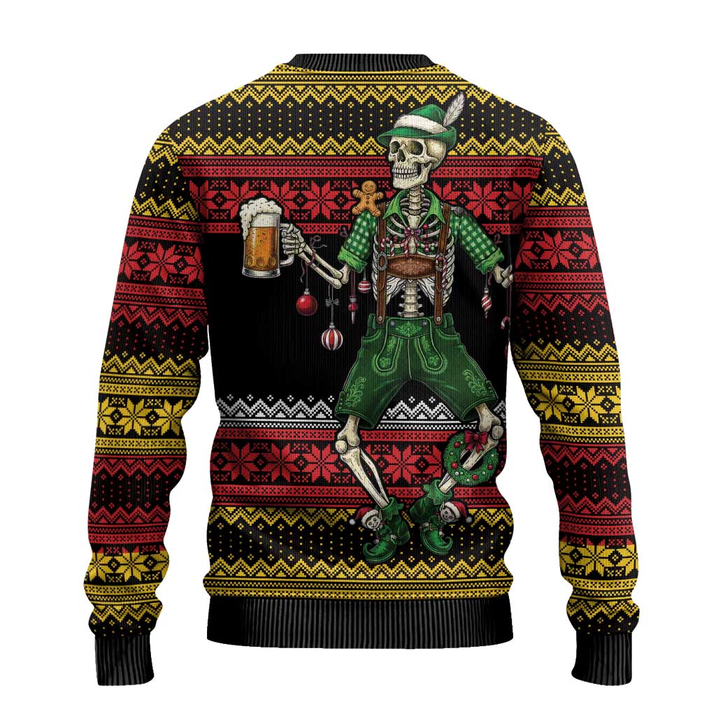 Lederhosen Skeleton Dance Ugly Christmas Sweater Bavarian Gothic Christmas - Wonder Print Shop