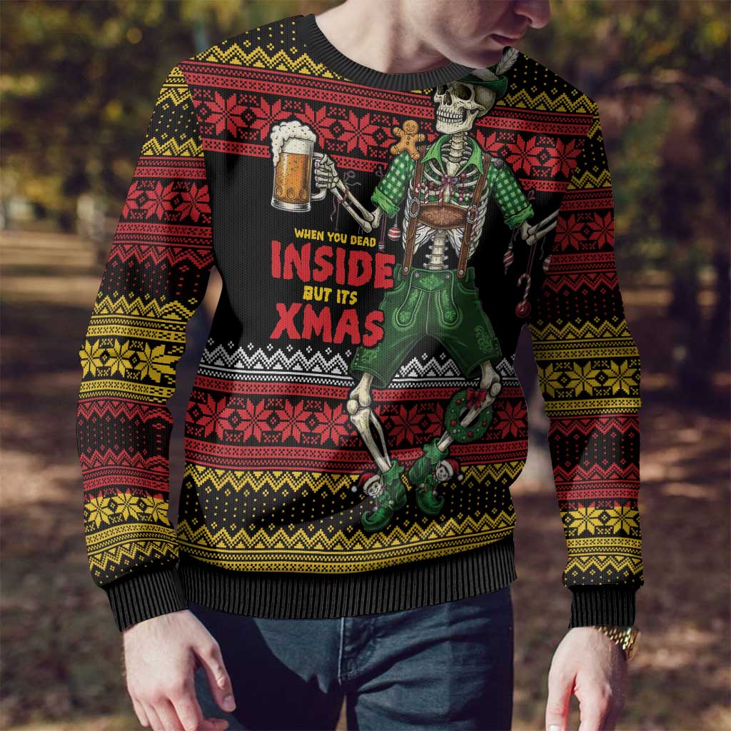 Lederhosen Skeleton Dance Ugly Christmas Sweater Bavarian Gothic Christmas - Wonder Print Shop