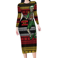 Lederhosen Skeleton Dance Long Sleeve Bodycon Dress Bavarian Gothic Christmas - Wonder Print Shop