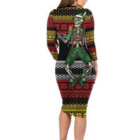 Lederhosen Skeleton Dance Long Sleeve Bodycon Dress Bavarian Gothic Christmas - Wonder Print Shop
