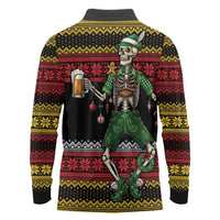 Lederhosen Skeleton Dance Long Sleeve Polo Shirt Bavarian Gothic Christmas - Wonder Print Shop