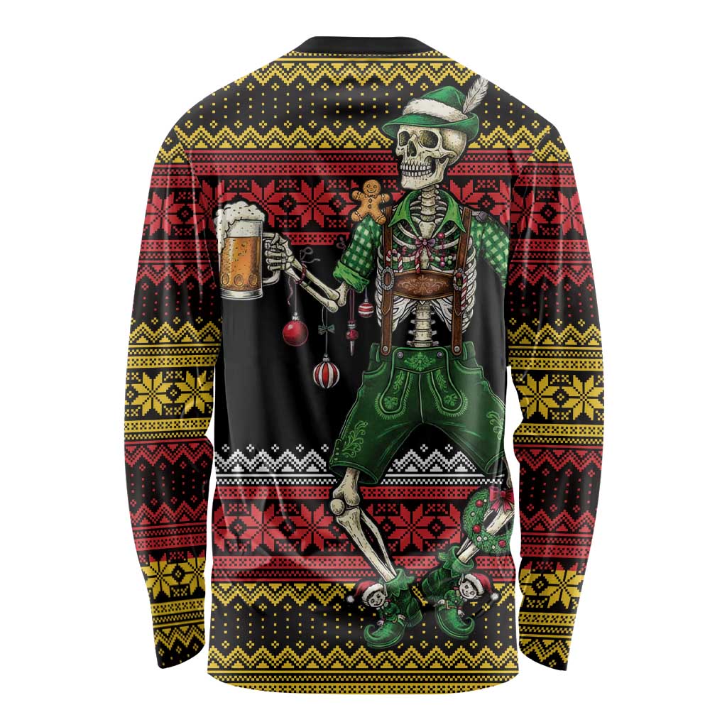 Lederhosen Skeleton Dance Long Sleeve Shirt Bavarian Gothic Christmas - Wonder Print Shop