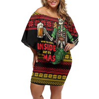 Lederhosen Skeleton Dance Off Shoulder Short Dress Bavarian Gothic Christmas - Wonder Print Shop