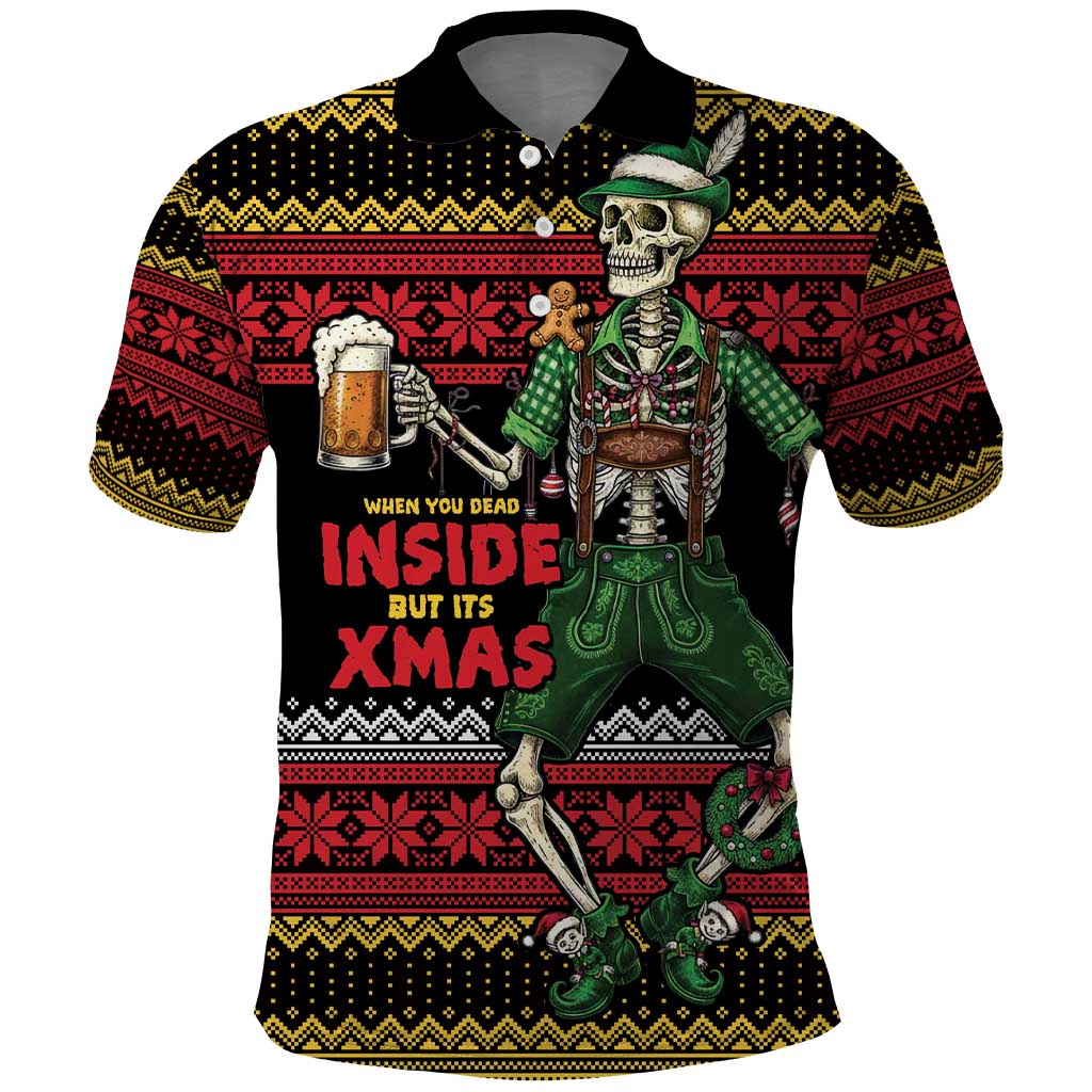 Lederhosen Skeleton Dance Polo Shirt Bavarian Gothic Christmas - Wonder Print Shop