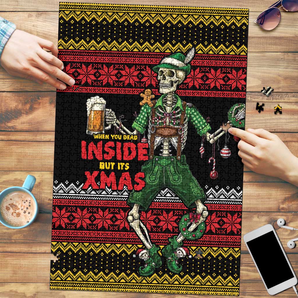 Lederhosen Skeleton Dance Puzzle Bavarian Gothic Christmas - Wonder Print Shop