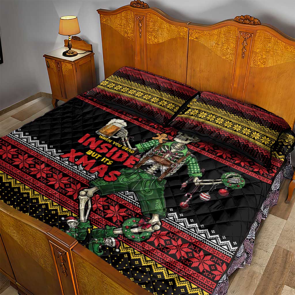 Lederhosen Skeleton Dance Quilt Bed Set Bavarian Gothic Christmas - Wonder Print Shop