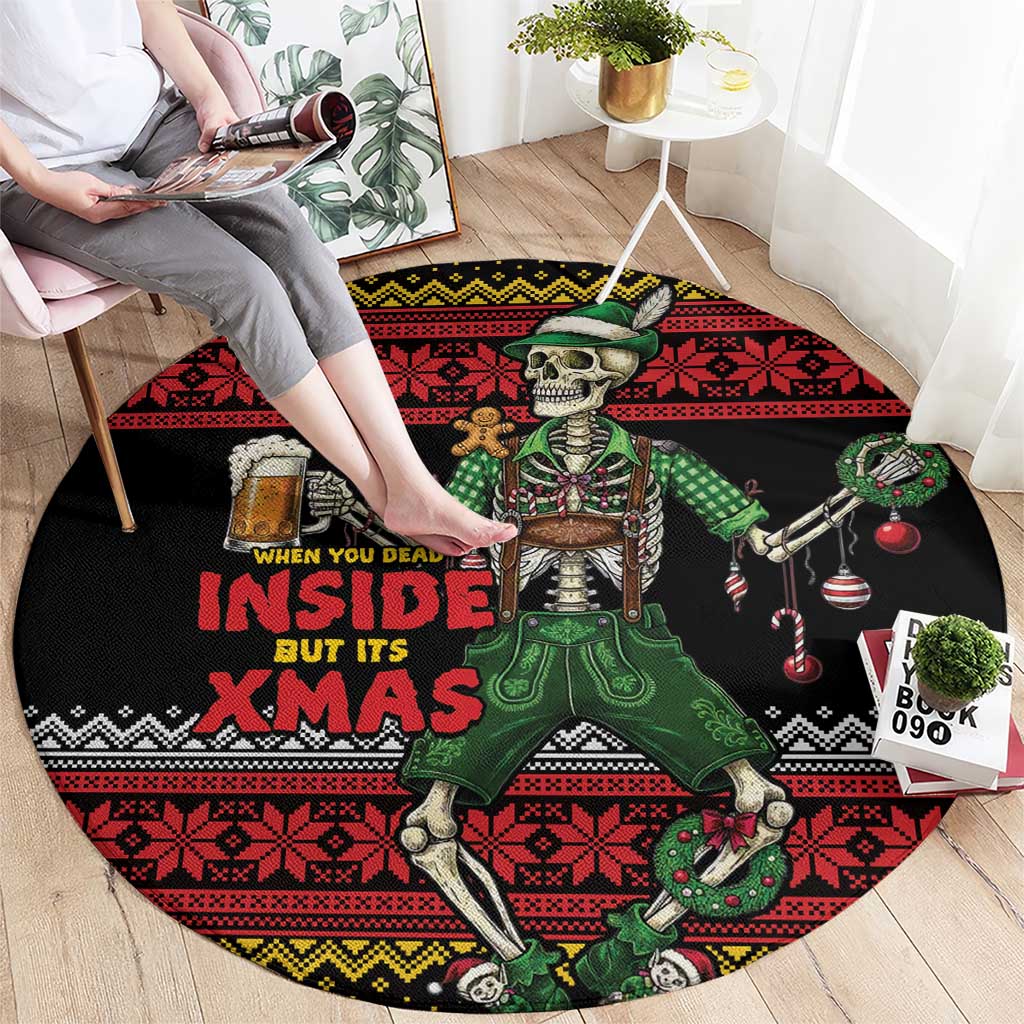 Lederhosen Skeleton Dance Round Carpet Bavarian Gothic Christmas - Wonder Print Shop
