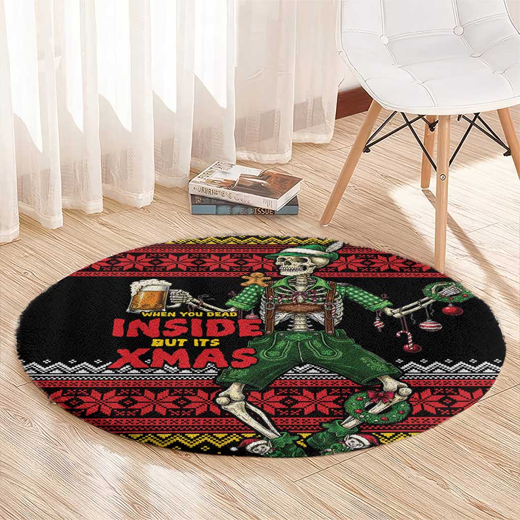 Lederhosen Skeleton Dance Round Carpet Bavarian Gothic Christmas - Wonder Print Shop