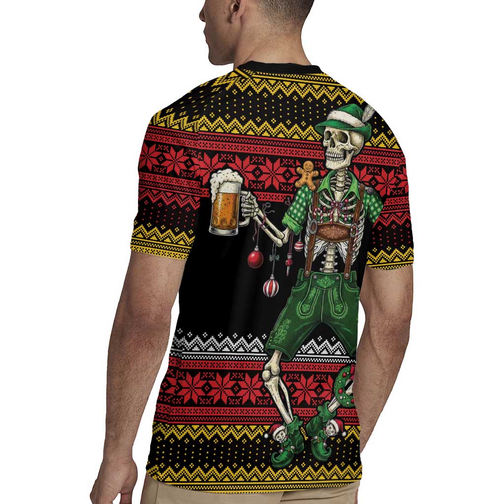 Lederhosen Skeleton Dance Rugby Jersey Bavarian Gothic Christmas - Wonder Print Shop