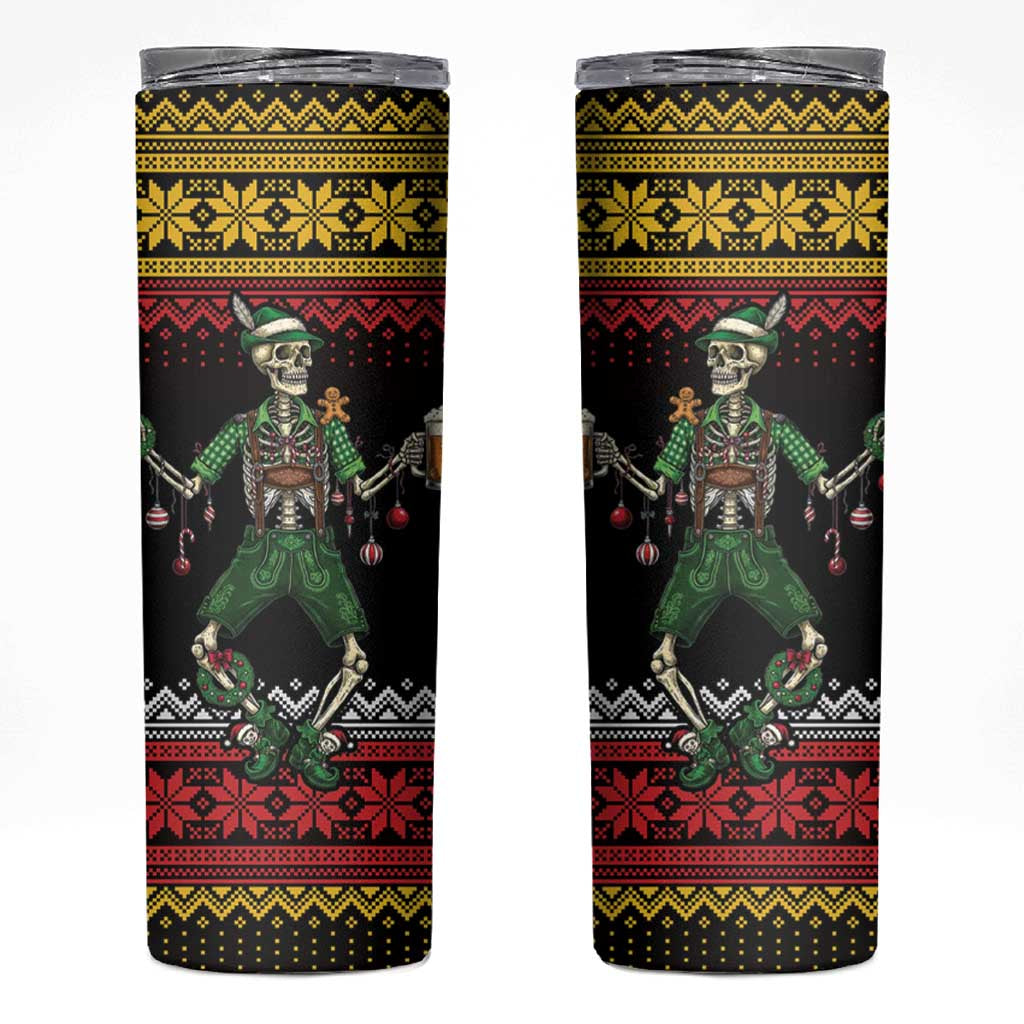 Lederhosen Skeleton Dance Skinny Tumbler Bavarian Gothic Christmas - Wonder Print Shop