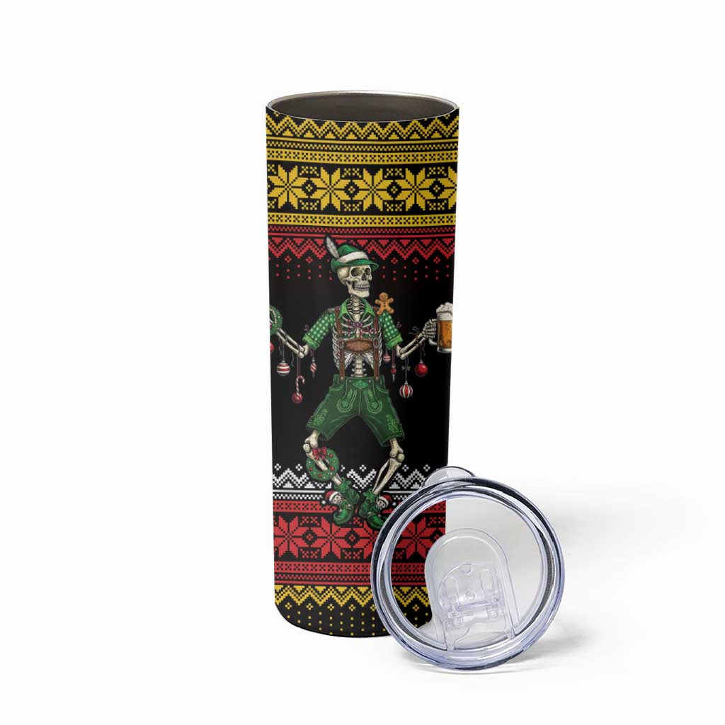 Lederhosen Skeleton Dance Skinny Tumbler Bavarian Gothic Christmas - Wonder Print Shop