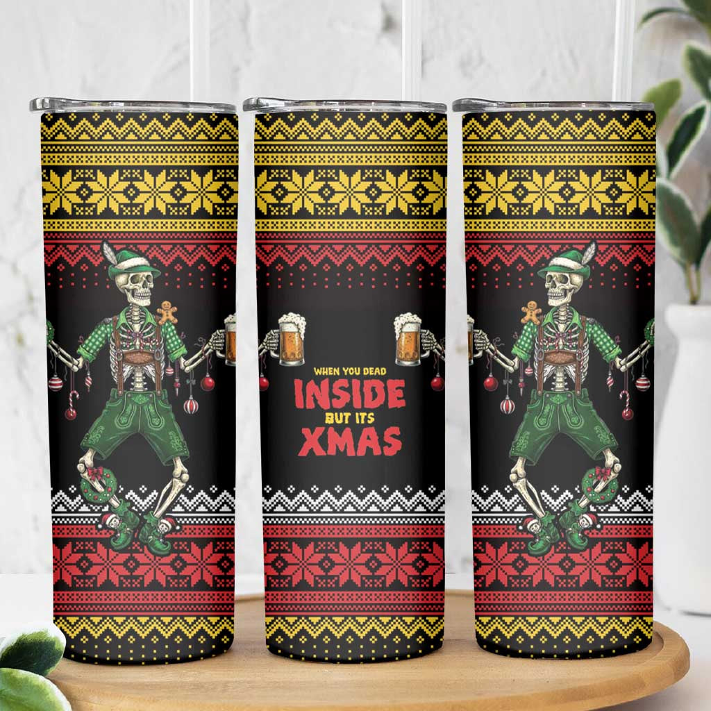 Lederhosen Skeleton Dance Skinny Tumbler Bavarian Gothic Christmas - Wonder Print Shop