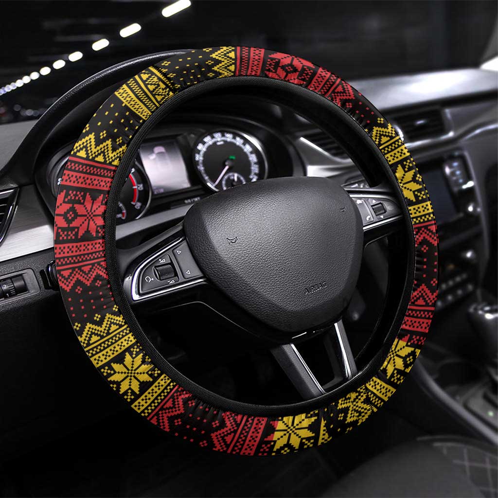 Lederhosen Skeleton Dance Steering Wheel Cover Bavarian Gothic Christmas - Wonder Print Shop