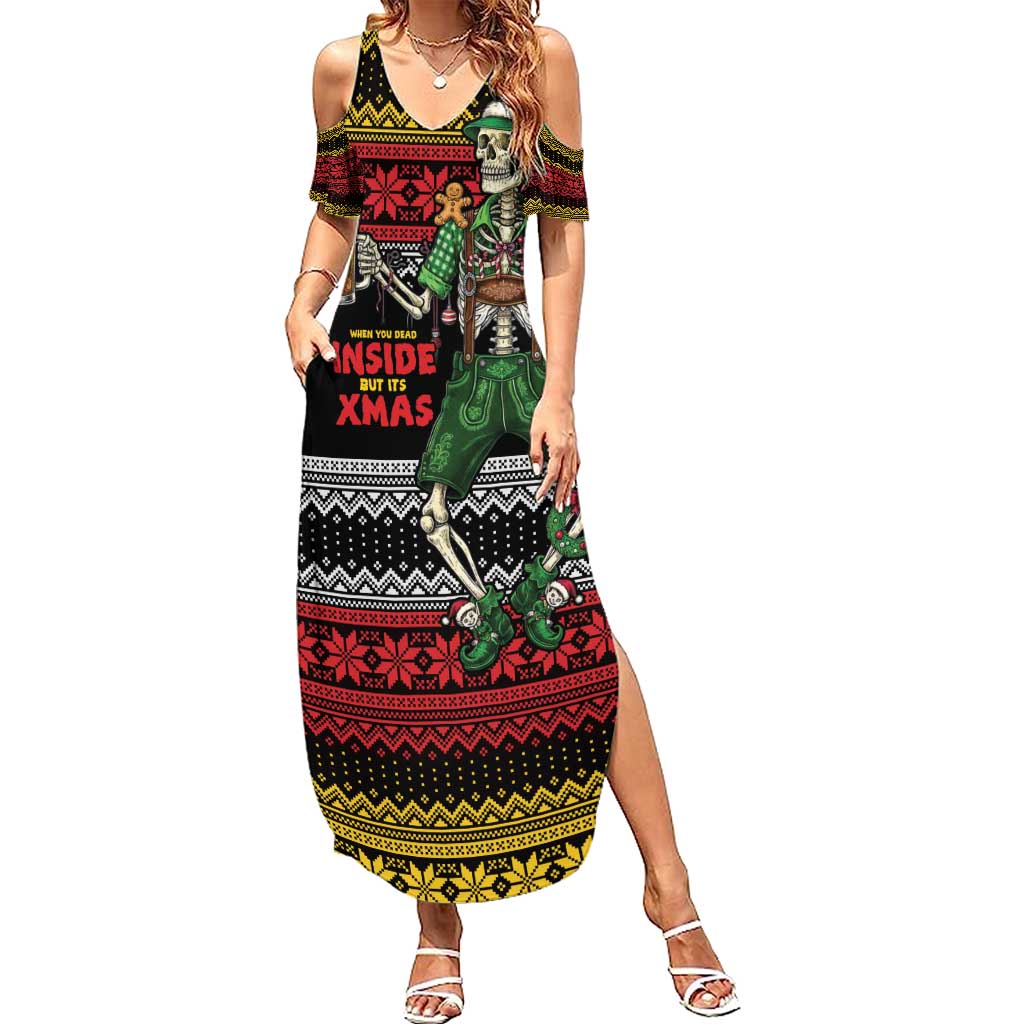 Lederhosen Skeleton Dance Summer Maxi Dress Bavarian Gothic Christmas - Wonder Print Shop