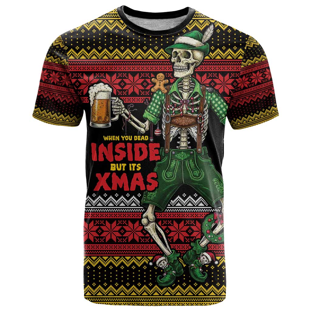 Lederhosen Skeleton Dance T Shirt Bavarian Gothic Christmas - Wonder Print Shop