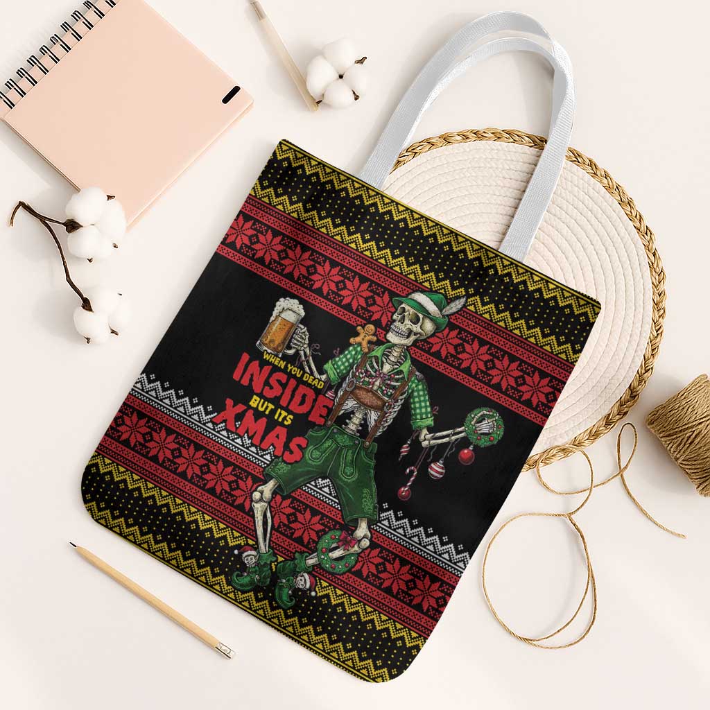Lederhosen Skeleton Dance Tote Bag Bavarian Gothic Christmas - Wonder Print Shop