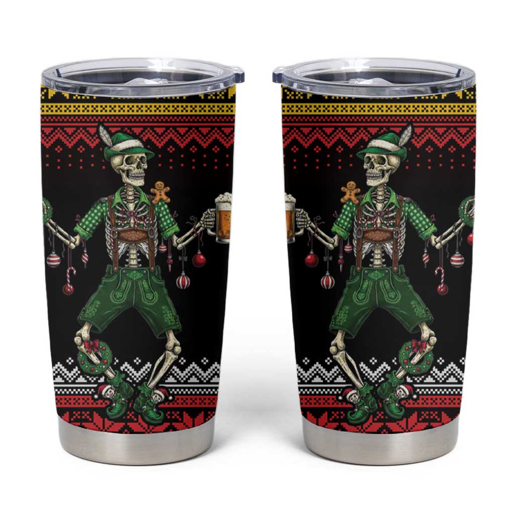 Lederhosen Skeleton Dance Tumbler Cup Bavarian Gothic Christmas - Wonder Print Shop