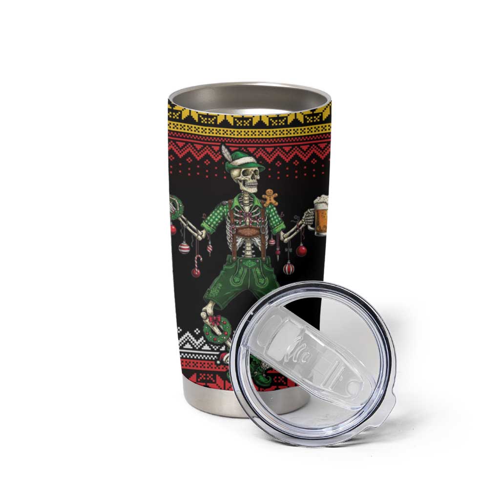 Lederhosen Skeleton Dance Tumbler Cup Bavarian Gothic Christmas - Wonder Print Shop