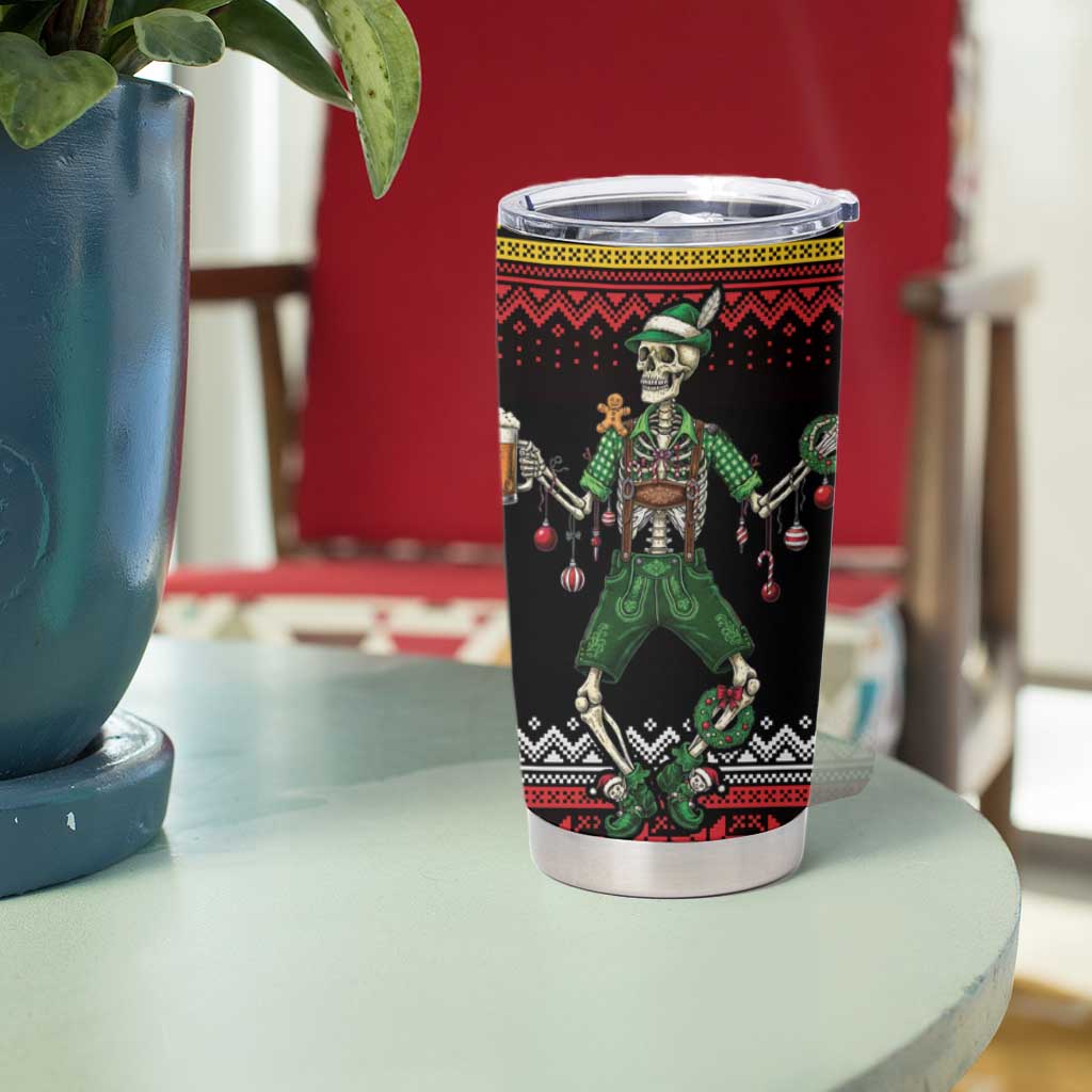Lederhosen Skeleton Dance Tumbler Cup Bavarian Gothic Christmas - Wonder Print Shop