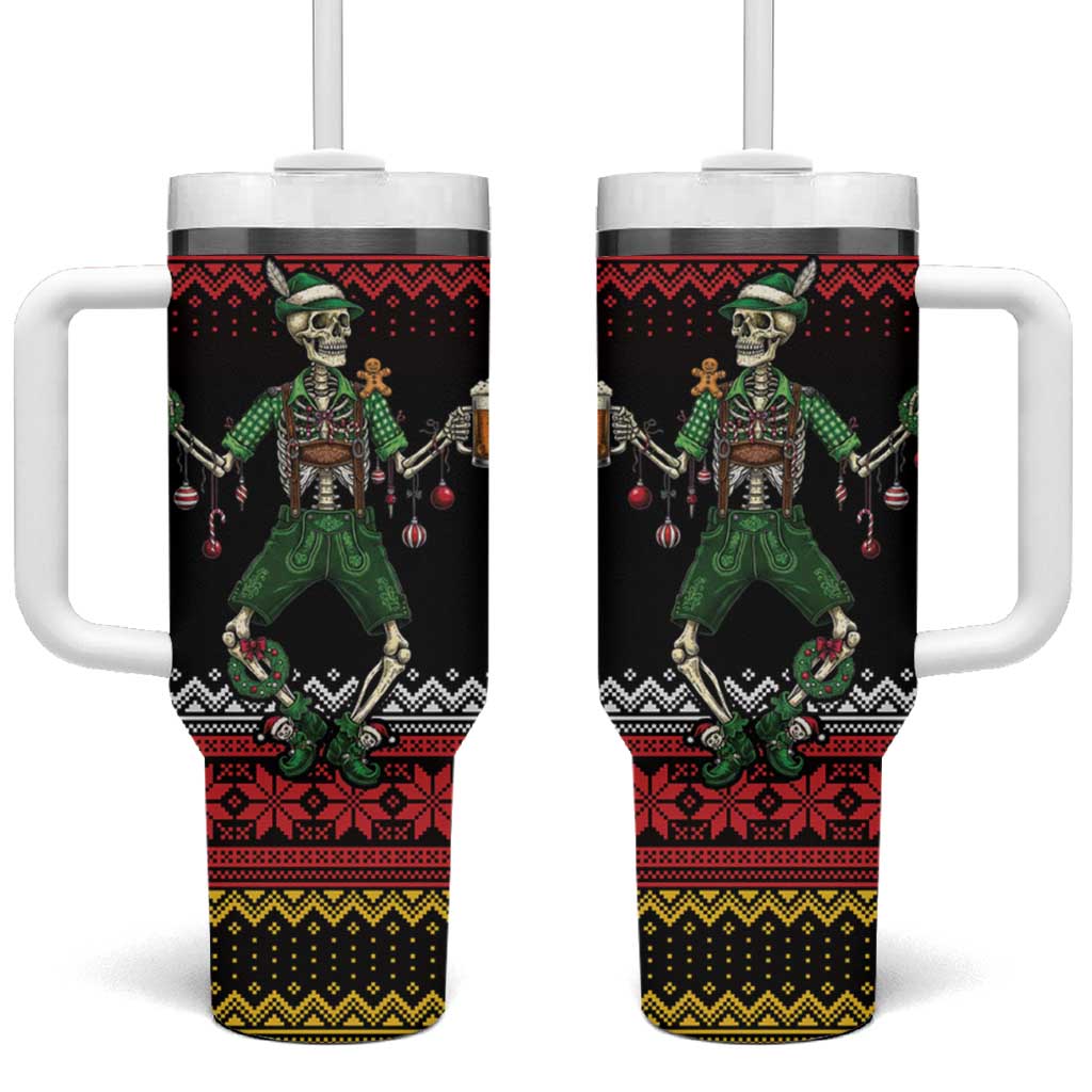 Lederhosen Skeleton Dance Tumbler With Handle Bavarian Gothic Christmas - Wonder Print Shop