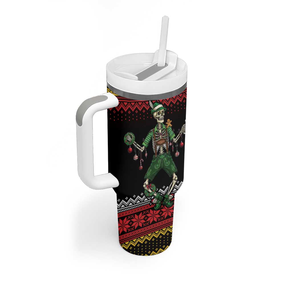 Lederhosen Skeleton Dance Tumbler With Handle Bavarian Gothic Christmas - Wonder Print Shop