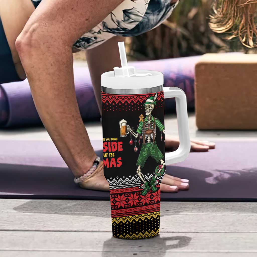 Lederhosen Skeleton Dance Tumbler With Handle Bavarian Gothic Christmas - Wonder Print Shop