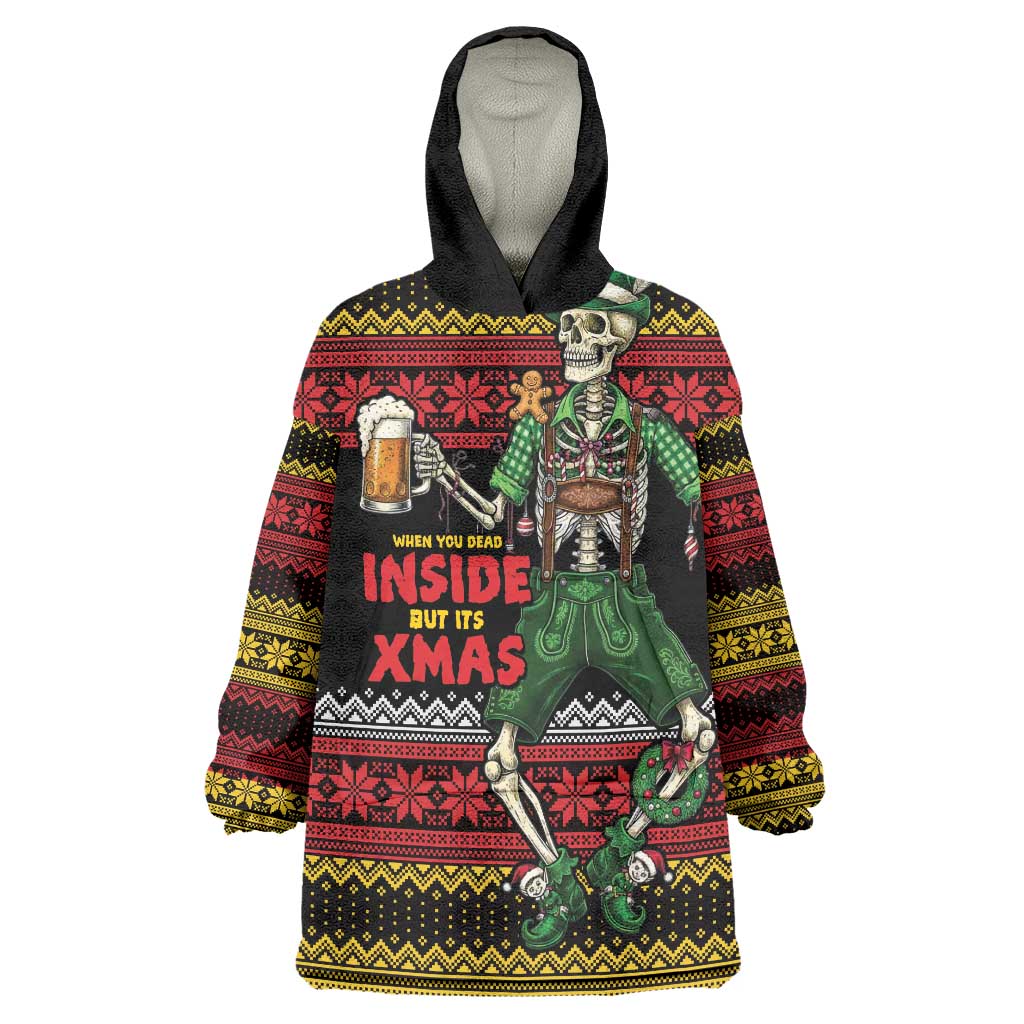 Lederhosen Skeleton Dance Wearable Blanket Hoodie Bavarian Gothic Christmas - Wonder Print Shop