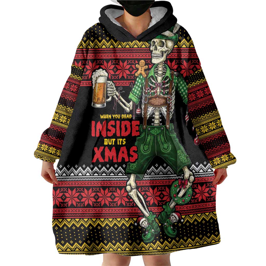Lederhosen Skeleton Dance Wearable Blanket Hoodie Bavarian Gothic Christmas - Wonder Print Shop