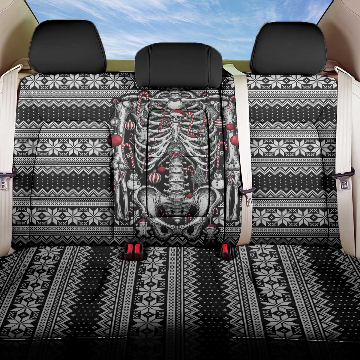 Merry Creepmas Back Car Seat Cover Bone to be Jolly - Wonder Print Shop